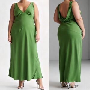 Meshki Nadia Maxi Satin Dress With Back Cowl NEW Green size XXXL / 3XL Green